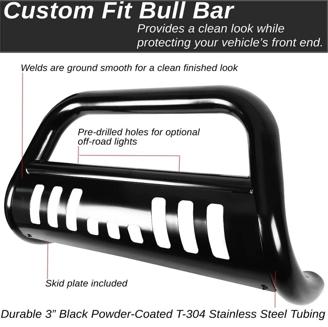 Black 3" Stainless Steel Front Bumper Push Bull Bar Replacement For 07-14 FJ Cruiser