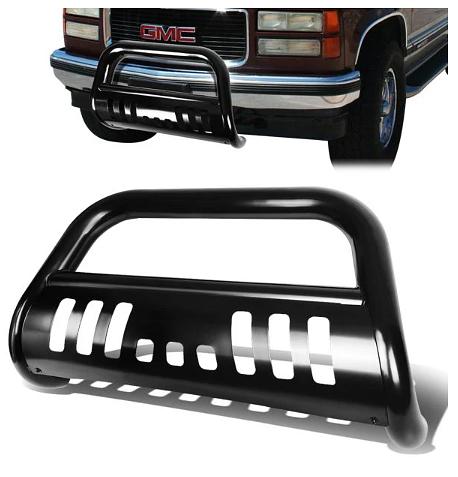 For 1988 to 2000 Chevy C/K-Series C10 GMT400 3" Bumper Push Bull Bar+Removable Skid Plate (BLACK) 91 92 93 94 95 96 97 98 99