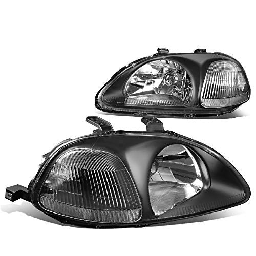 96-98 Honda Civic black housing headlights clear lens