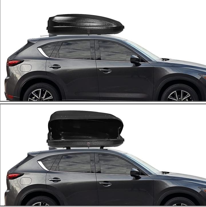 Caja de almacenamiento de techo resistente con llaves, 12.7 pies c√∫bicos / 360 L, color negro