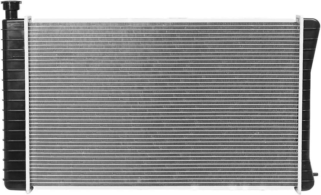 Factory Style Aluminum Radiator Compatible with 88-99 C/K1500 4.3 5.0 5.7L AT,28-1/4" W X 17-1/4" H X 1-1/4" D; 1-1/8" Inlet / 1-1/4" Outlet