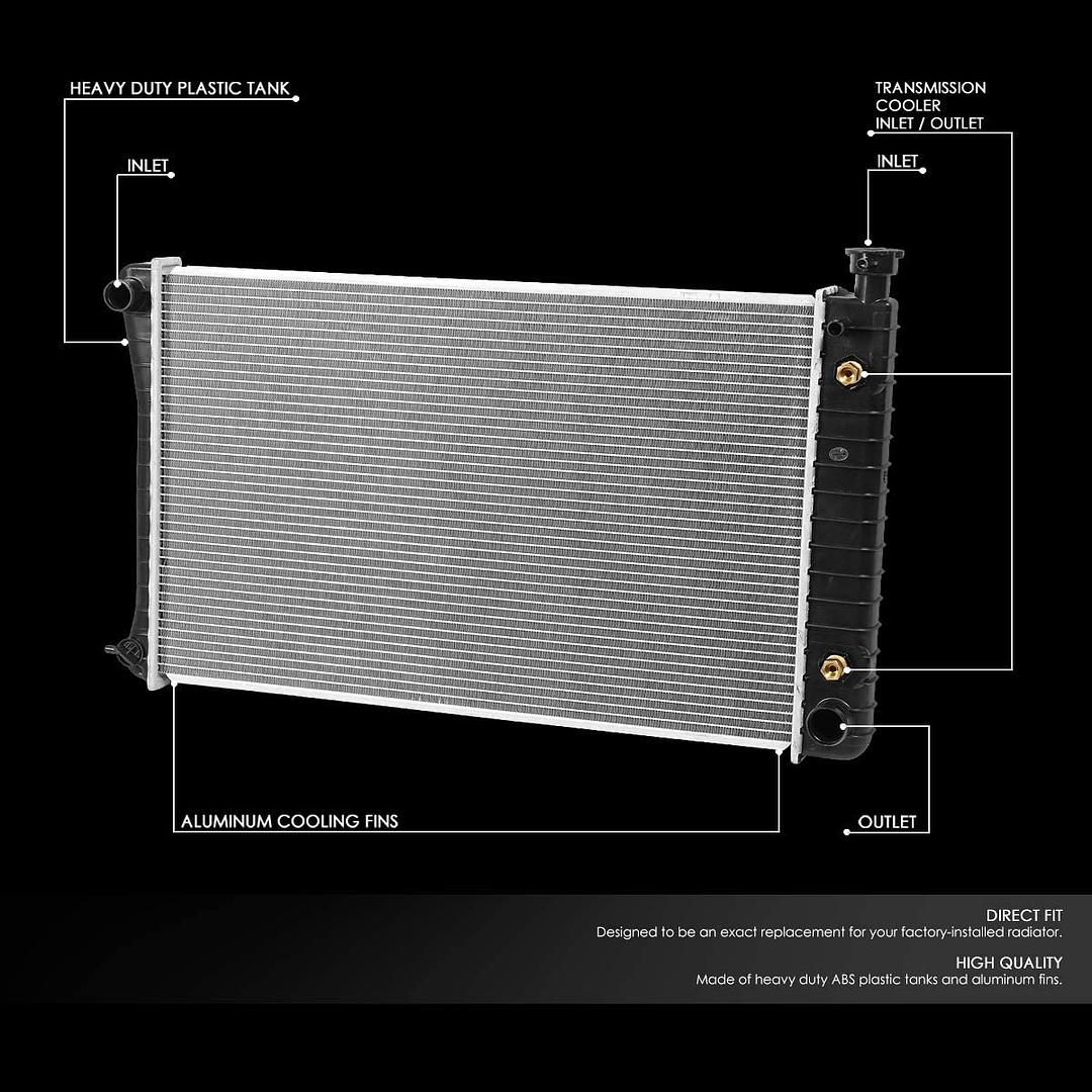 Factory Style Aluminum Radiator Compatible with 88-99 C/K1500 4.3 5.0 5.7L AT,28-1/4" W X 17-1/4" H X 1-1/4" D; 1-1/8" Inlet / 1-1/4" Outlet