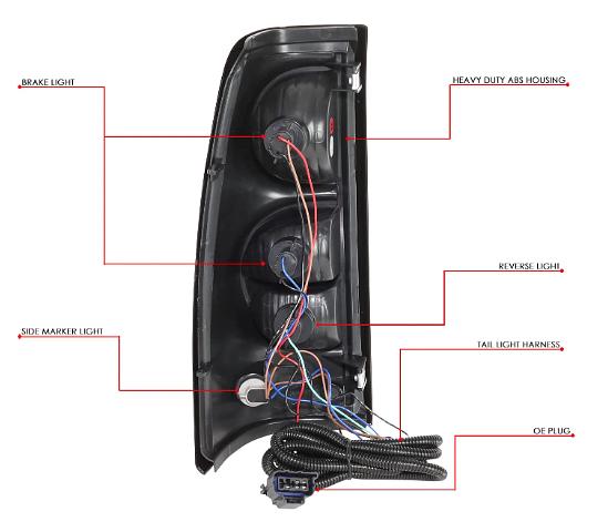DNA MOTORING TL-ZTL-003-RD-R Tail Light Assembly Passenger Side [Compatible with 03-07 Silverado 1500 2500 3500]