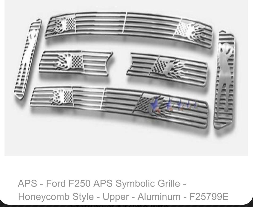 Ford F250- F550 2005-2007 APS Symbolic Grille - Honeycomb Style - Upper - Aluminum - F25799E