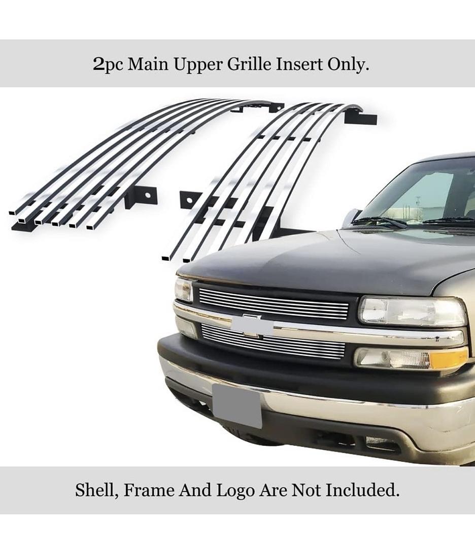 APS Compatible with Chevy Silverado 2500 3500 2001-2002 Main Upper Stainless Steel Chrome Billet Grille Grill Insert C85326A