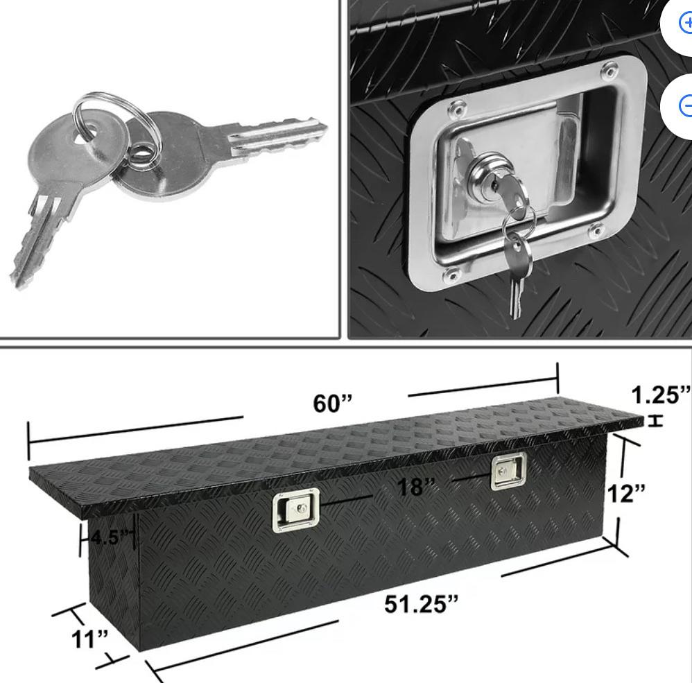Ob Tbox-t3-60-alu-bk. 60inch. Aluminum Pickup Truck Bed Trailer Key Lock Storage Tool Box (Black)
