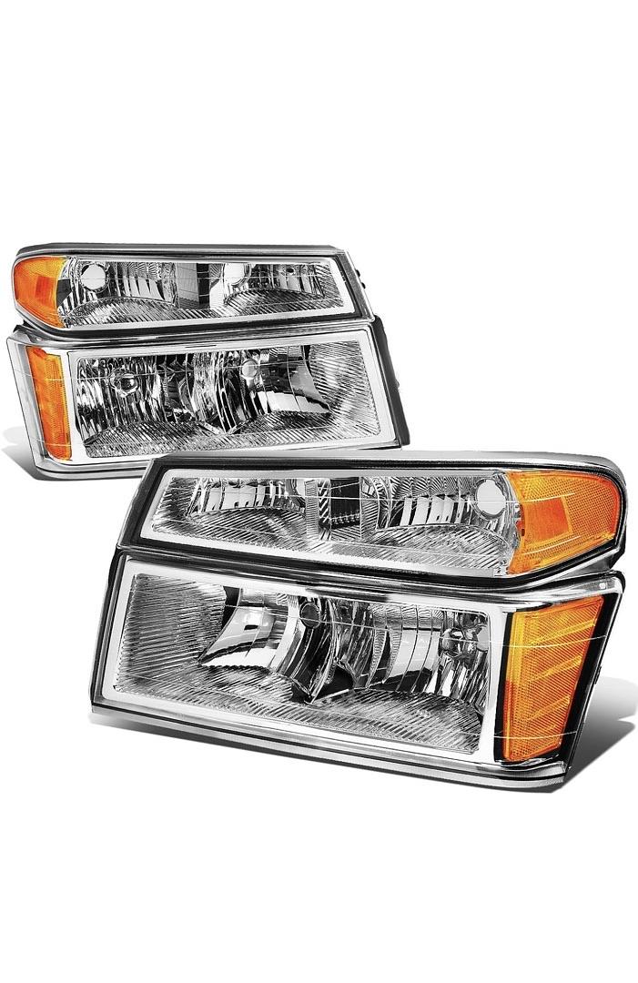 Compatible with 04 to 12 Chevy Colorado & GMC Canyon W/ 06 Isuzu i-280 Chrome Housing Amber Corner Headlights w/ Signal Lights