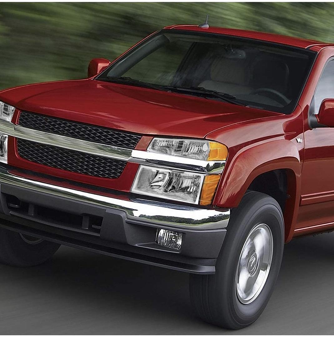 Compatible with 04 to 12 Chevy Colorado & GMC Canyon W/ 06 Isuzu i-280 Chrome Housing Amber Corner Headlights w/ Signal Lights