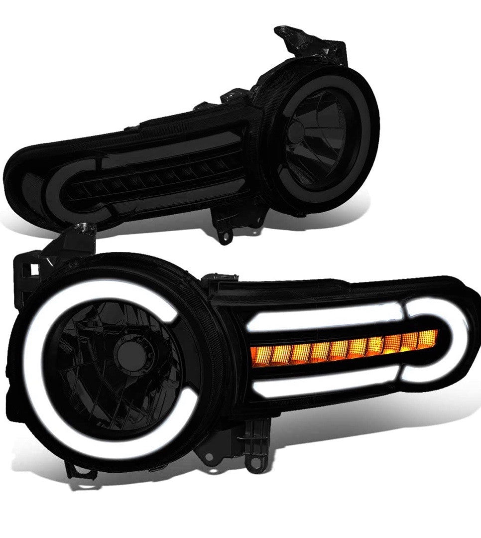 AS IS HL-LB-FJC072P-BK-SM-CL1 Pair LED DRL 07-14 FJ CRUISER black smoked housing with clear HEADLIGHTS