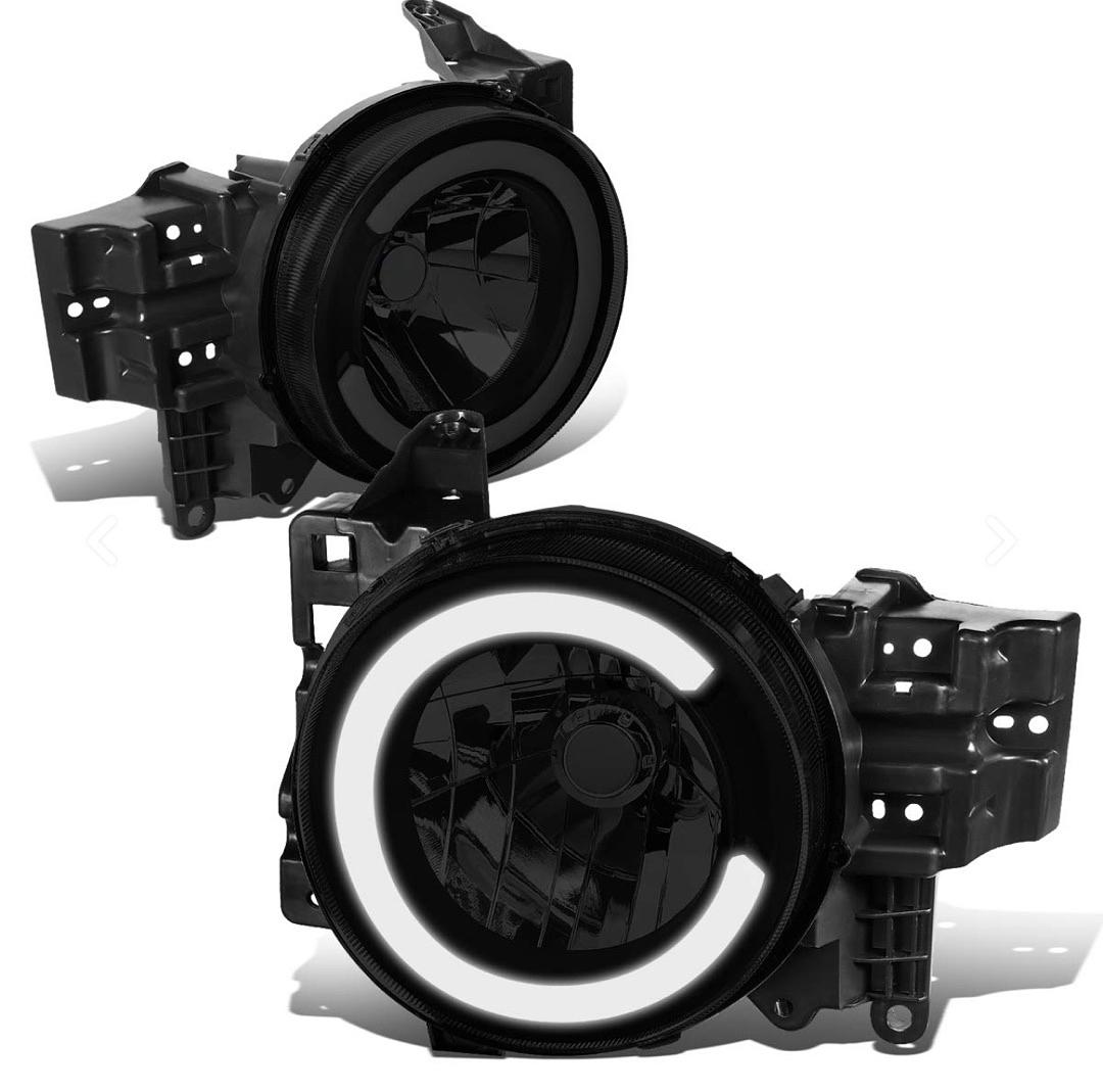 AS IS HL-LB-FJC072P-BK-SM-CL1 Pair LED DRL 07-14 FJ CRUISER black smoked housing with clear HEADLIGHTS