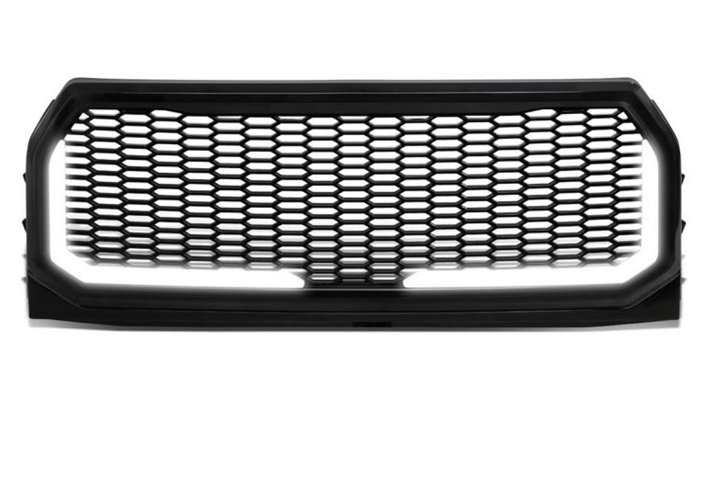 . Ford F-150 Front Grille LED Bar Badgeless Honeycomb Mesh 2015 to 2017.