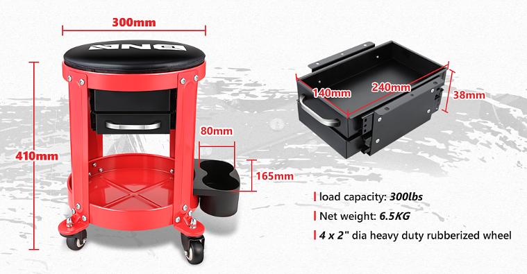 Roller Seat Creeper Storage Mechanic Stool - 16" X 16"