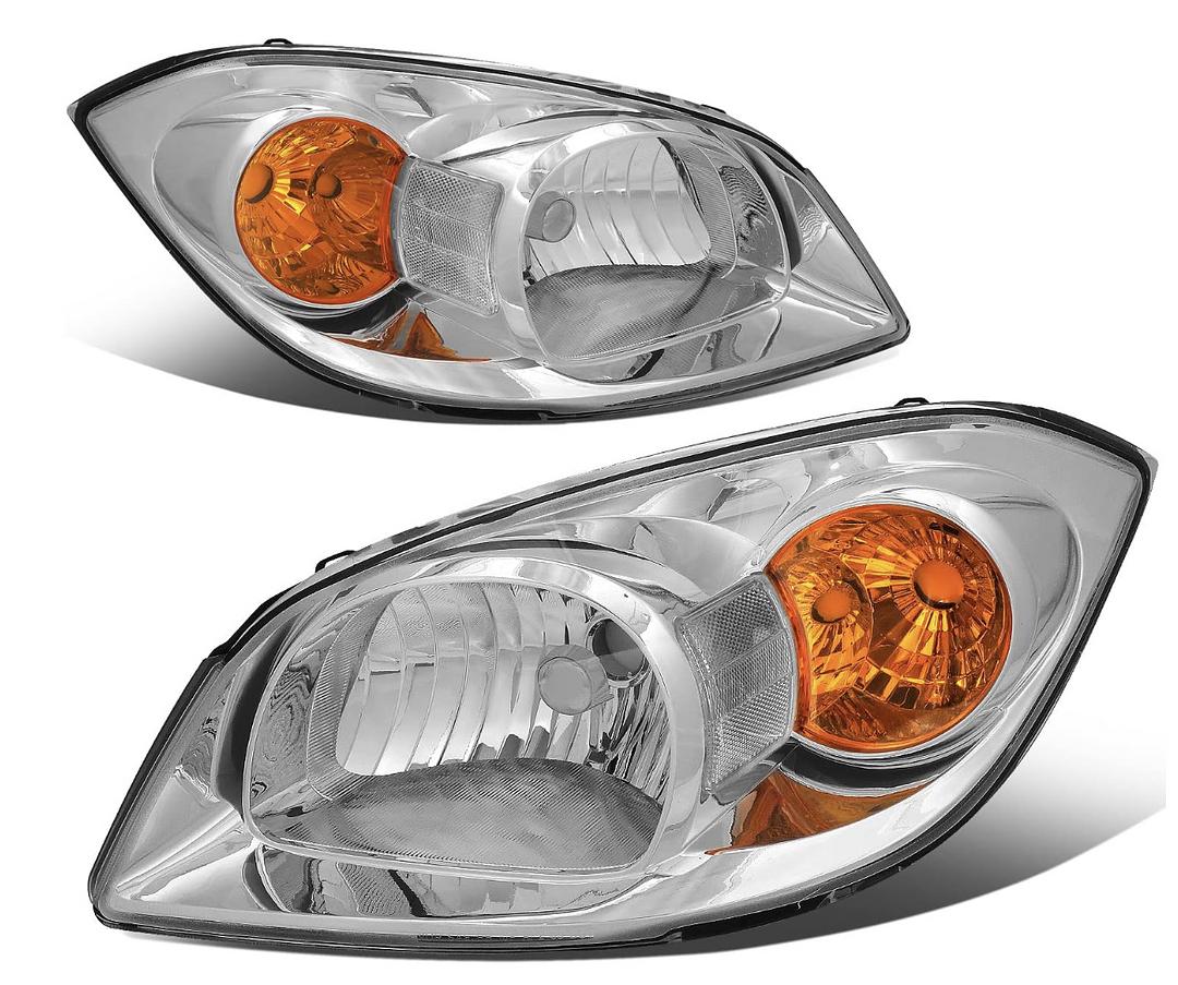 05-10 Chevy Cobalt Pontiac G5 Pursuit Headlights - Chrome Housing Clear Corner