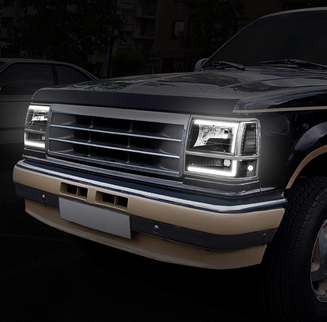 Ford Explorer Smoked LED Headlights for 1991 to 1994