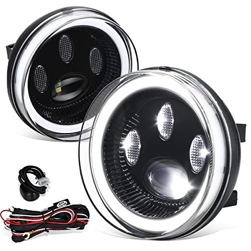 DNA MOTORING FL-ZTL-370-CH Pair of Full LED Fog Lights Compatible with 07-13 Sierra 1500/2007-2014 Sierra 2500 3500,Clear Lens,with Switch & Wiring Harness