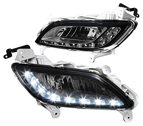 DNA MOTORING FL-HV12-LED-SM Front Bumper LED Fog Light Driver & Passenger Side Enhance visibility [Compatible with 2012-2016 Veloster]