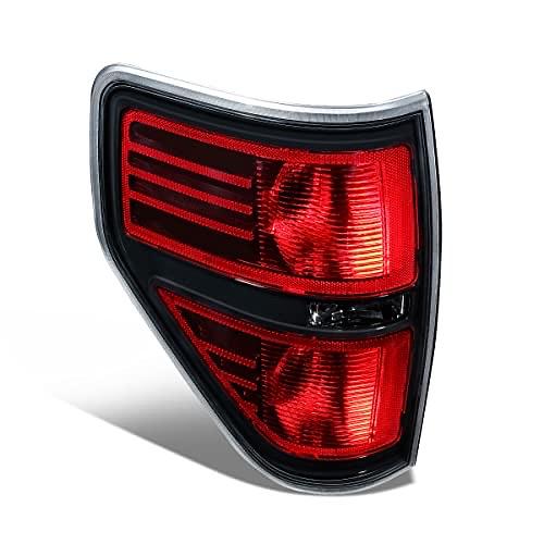 Left Driver Side Reflector Housing Tail Light Compatible with 09-14 F-150 Fleetside Models, Black/Red