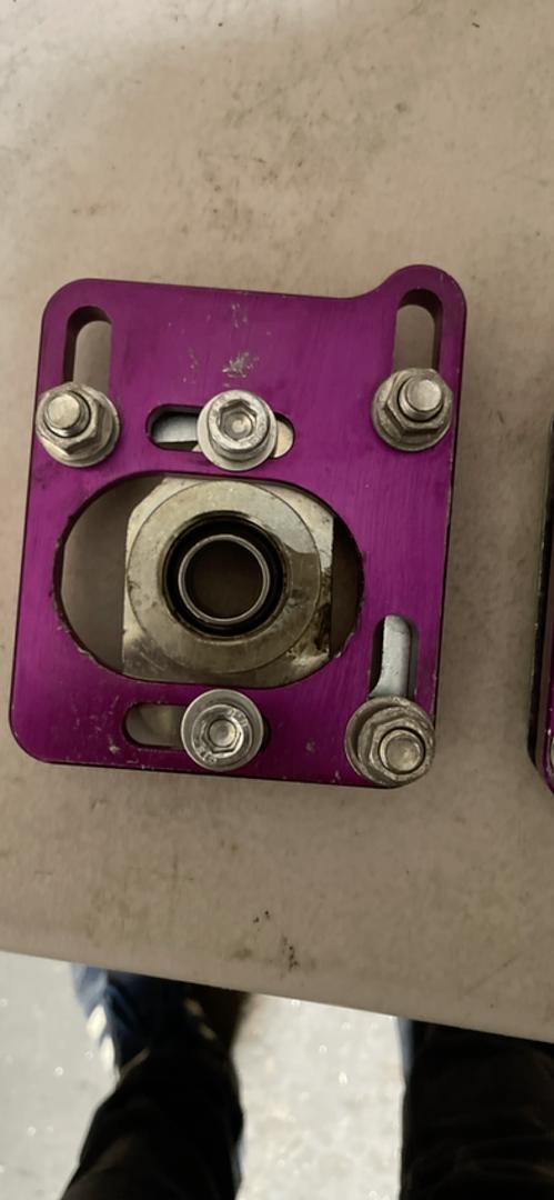 Purple Front +/- 2.5 Adjustable Camber Caster Plates Coilover Alignment Kit Compatible with Ford Mustang 4th Gen 94-04