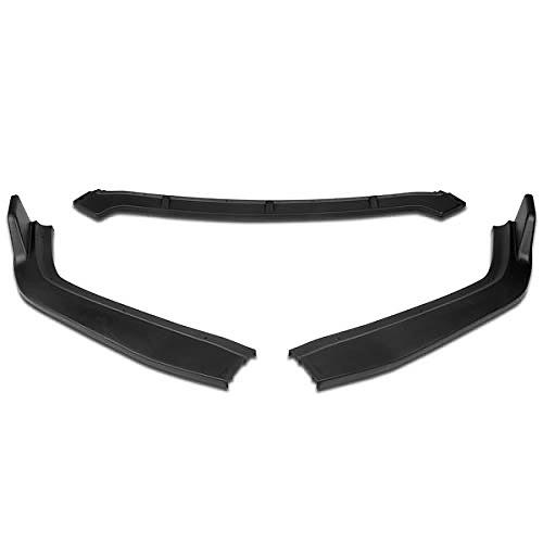 3Pc Matte Black ABS Front Bumper Lip with Vertical Stabilizer Compatible with 2012 Honda Civic 4-Dr