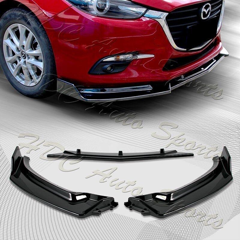 For 2014-2018 Mazda 3 Axela Painted Black Front Bumper Body Kit Spoiler Lip 3PCS