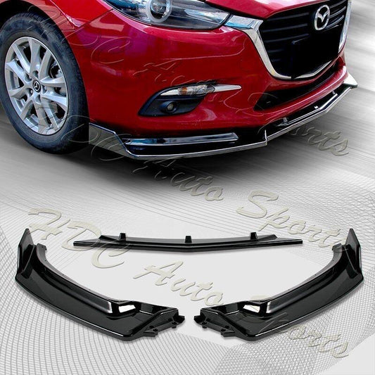 For 2014-2018 Mazda 3 Axela Painted Black Front Bumper Body Kit Spoiler Lip 3PCS
