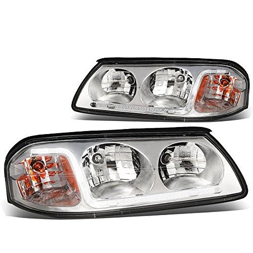 Chrome Amber Headlights With LED Day Running Light Bar Replacement For 00-05 Impala