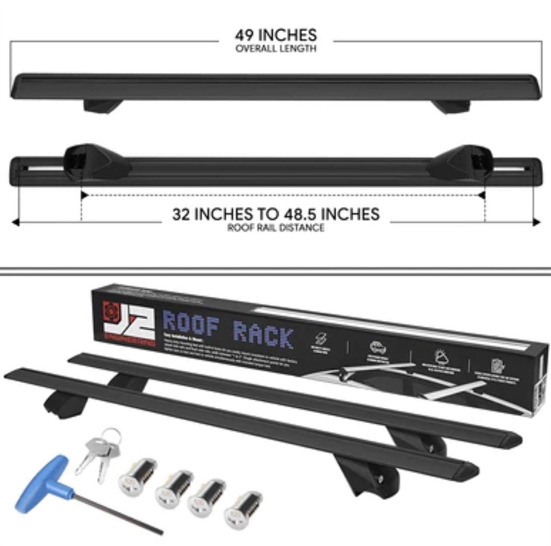 ‚úÖj2-RR-120-bk Universal 49" Adjustable Roof Rack Cargo Carrier Aluminum Cross Bar