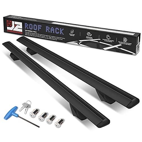 ‚úÖJ2-RR-135-BK Pair of 55" Aluminum Roof Rack Cross Bars Cargo Luggage Carrier for Raised Rails with Angled Edges, Universal, 38" - 54.5" Adjustable, Black