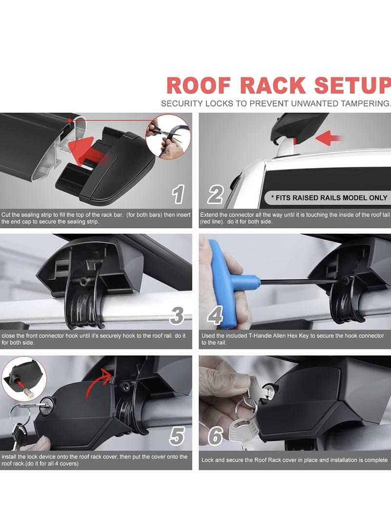 ‚úÖJ2-RR-135-BK Pair of 55" Aluminum Roof Rack Cross Bars Cargo Luggage Carrier for Raised Rails with Angled Edges, Universal, 38" - 54.5" Adjustable, Black