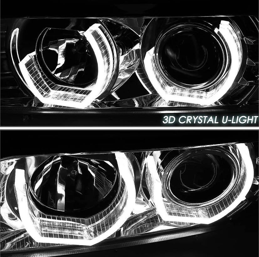 96-03 BMW E39 5-Series 3D Halo LED Signal Projector Headlights - Chrome Housing Amber 7 colors
