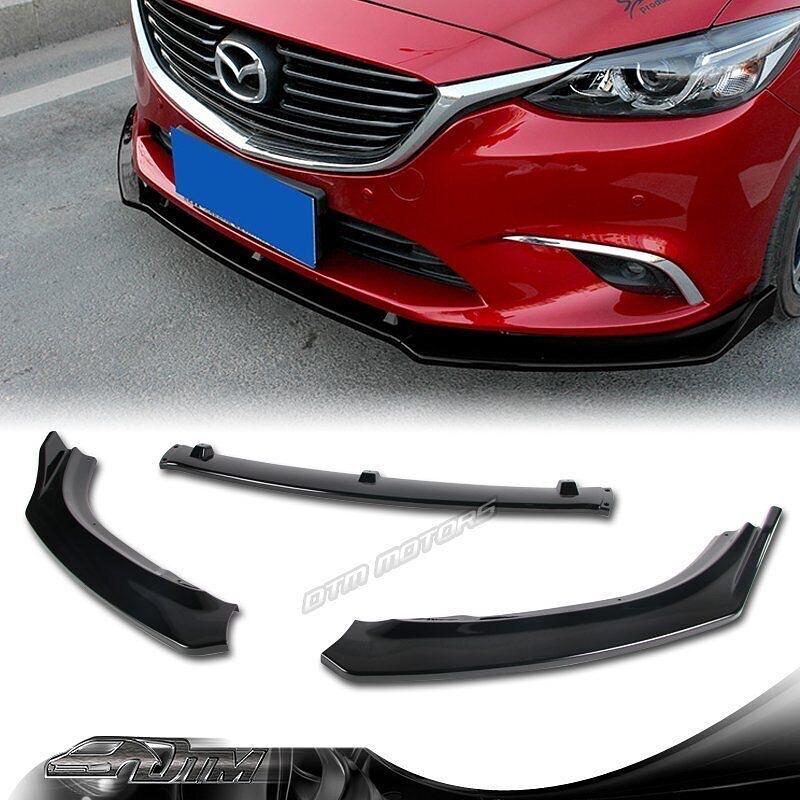 2014-2018 Mazda6 Mazda 6 Painted Black Front Bumper Body Kit Spoiler Lip 3PC