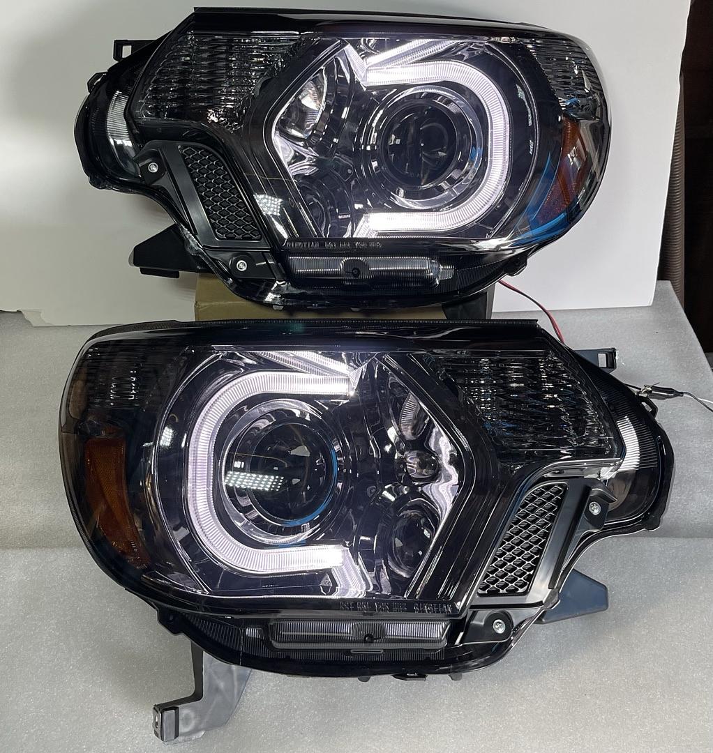 Toyota Tacoma Smoked Amber LED Projector Headlights for 2012 to 2015