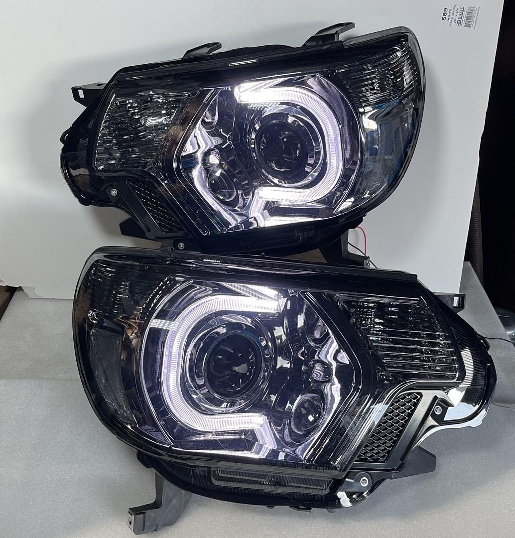 Toyota Tacoma Smoked Clear LED Projector Headlights for 2012 to 2015