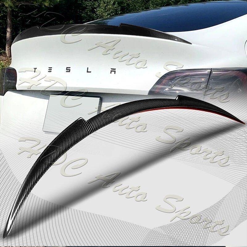 For 2020-2023 Tesla Model Y Real Carbon Fiber V-Style Trunk Lid Spoiler Wing