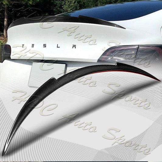 For 2020-2023 Tesla Model Y Real Carbon Fiber V-Style Trunk Lid Spoiler Wing