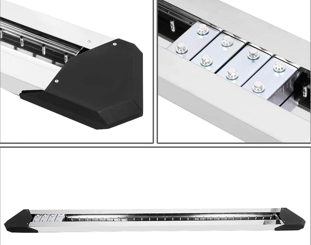 8 J2-STEPB-ZTL-8257-SS - Almohadilla de paso de panal de abeja cromada SS de 8 pulgadas compatible con 11-18 Ram 1500 Crew Cab de 4 puertas