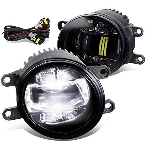 Pair of Bug-Eyed Style Projector LED Fog Lights Compatible with 10-13 4Runner / 12-20 Tacoma / 07-14 Camry / 09-13 Corolla,Smoked Lens