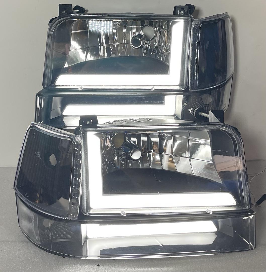 . Ford F-150 to F-350 / Bronco LED Black Housing Headlights For 1992 To 1996