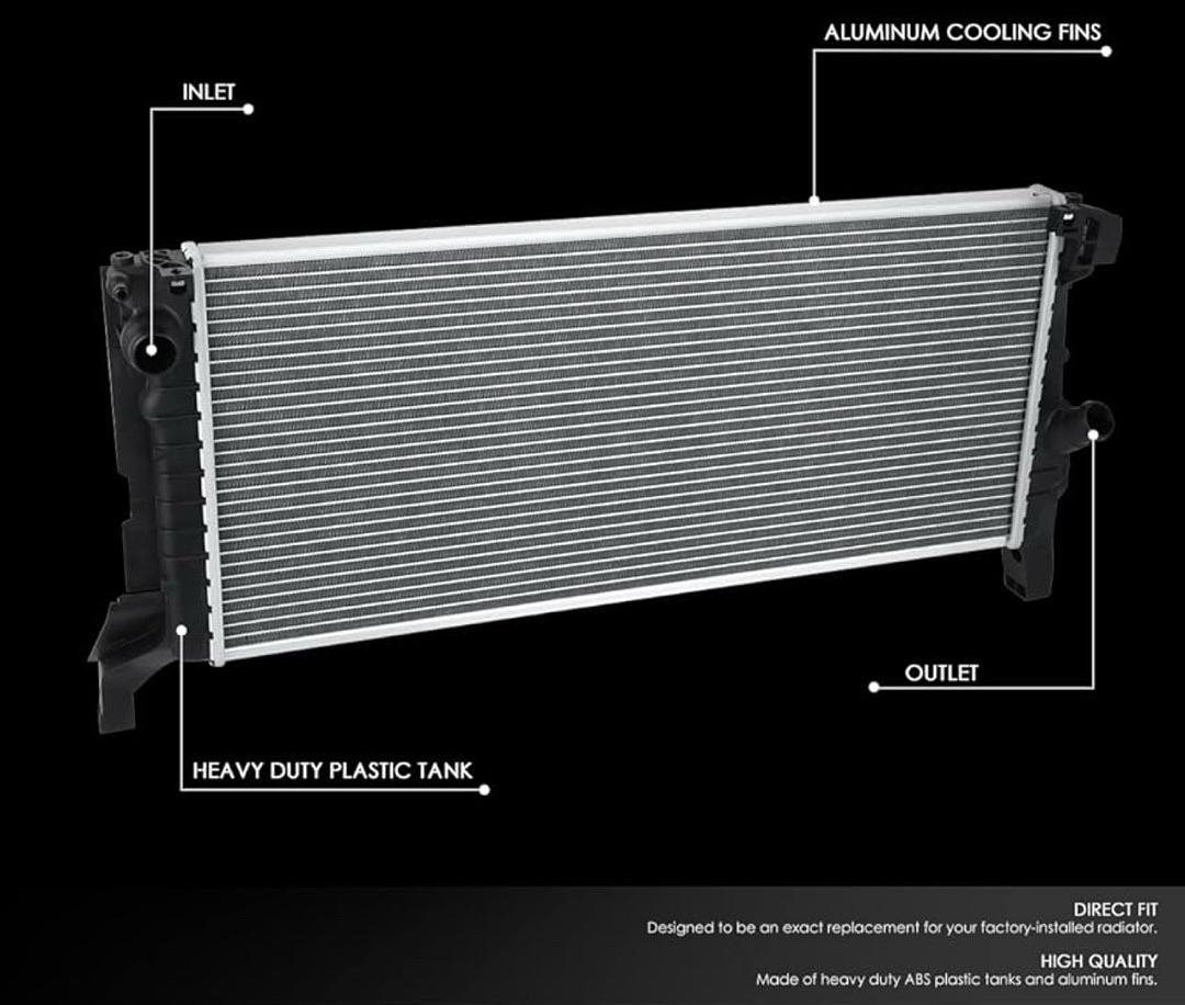 OE Style 1-Row Aluminum Cooling Radiator Compatible with 14-18 Mini Cooper Hatchback S 2.0L,26-3/4" W X 12-1/4" H X 1" D,1-1/4"Inlet/Outlet