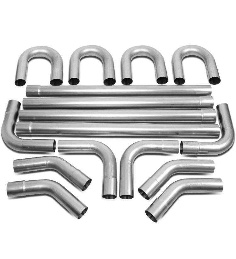 16 Pcs 3 Inches Mild Steel DIY Custom Mandrel Exhaust Pipe Straight & U Bend Tube Kit Universal Fit