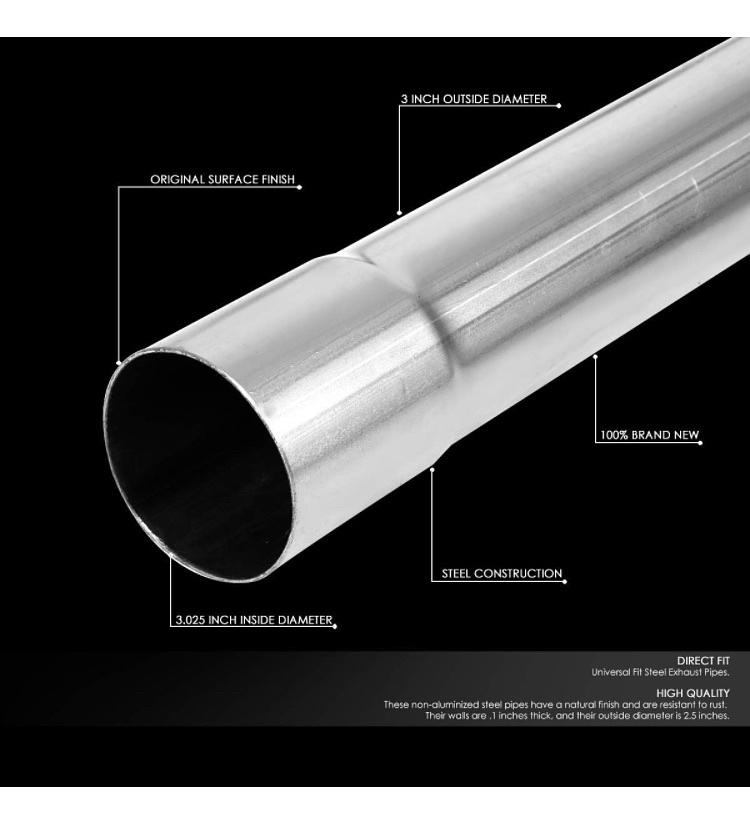 16 Pcs 3 Inches Mild Steel DIY Custom Mandrel Exhaust Pipe Straight & U Bend Tube Kit Universal Fit