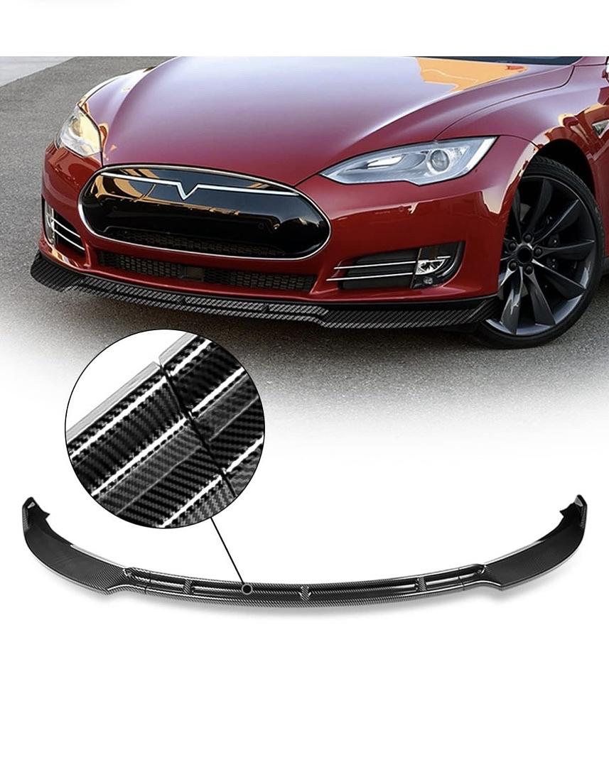 12-16 Tesla Model S Front Bumper Lip STP-Style, Painted Simulated Carbon Fiber