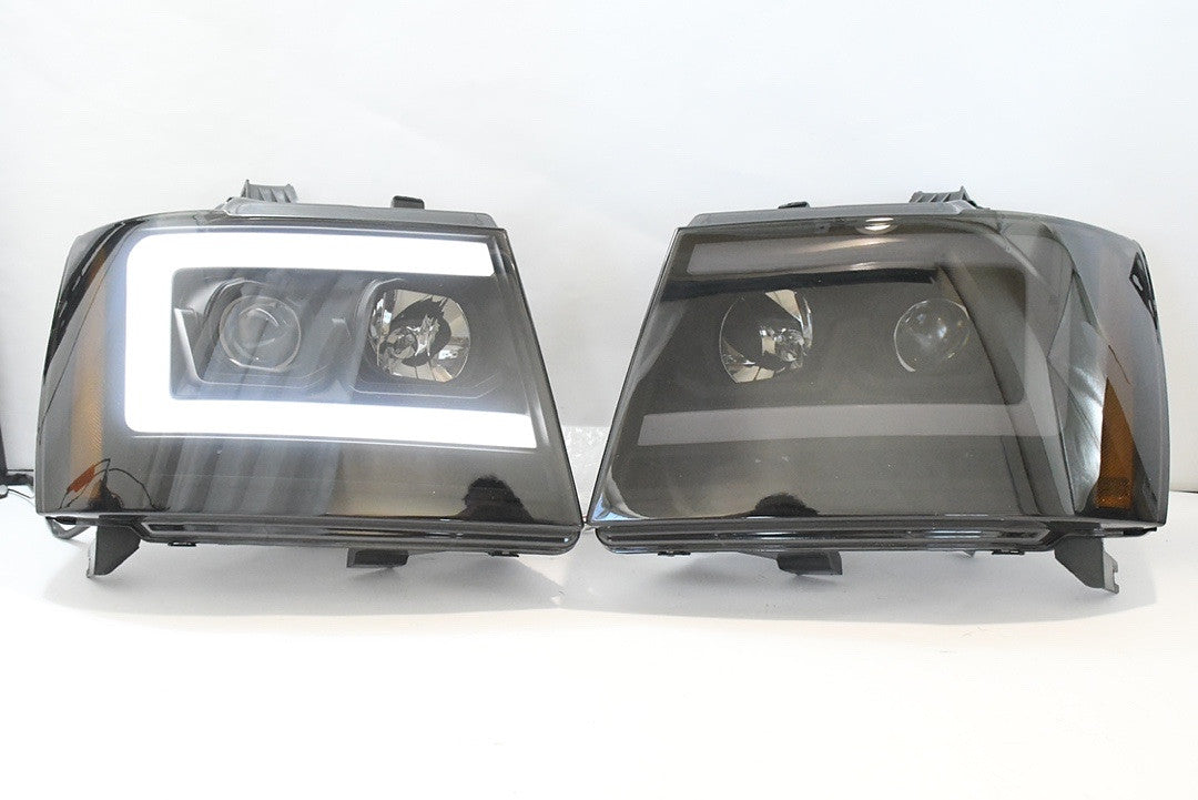 . Chevy Tahoe / Avalanche / Suburban Smoked LED Projector Headlights for 2007 to 2014. Sequential Turn Signal