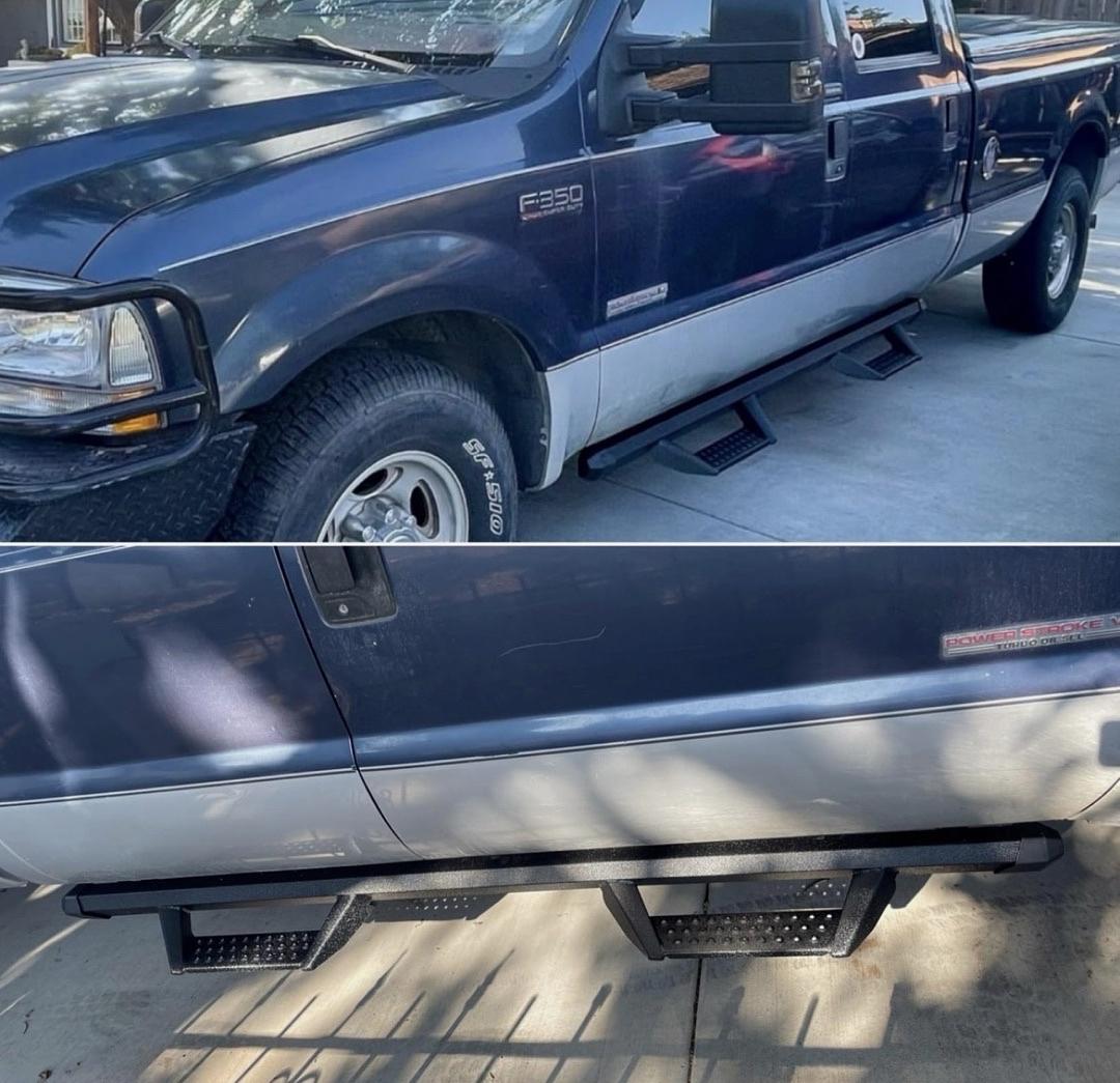 99-16 Ford F-250-550 SUPER DUTY crew cab black off road powder coat running boards estribos