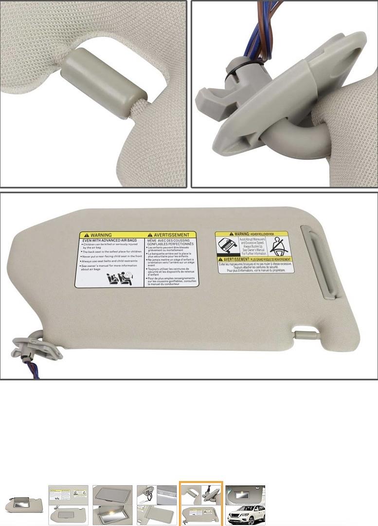 13-19 pathfinder /2013 jx35 /14-19 qx60 Driver sun visor illuminated models with sunroof