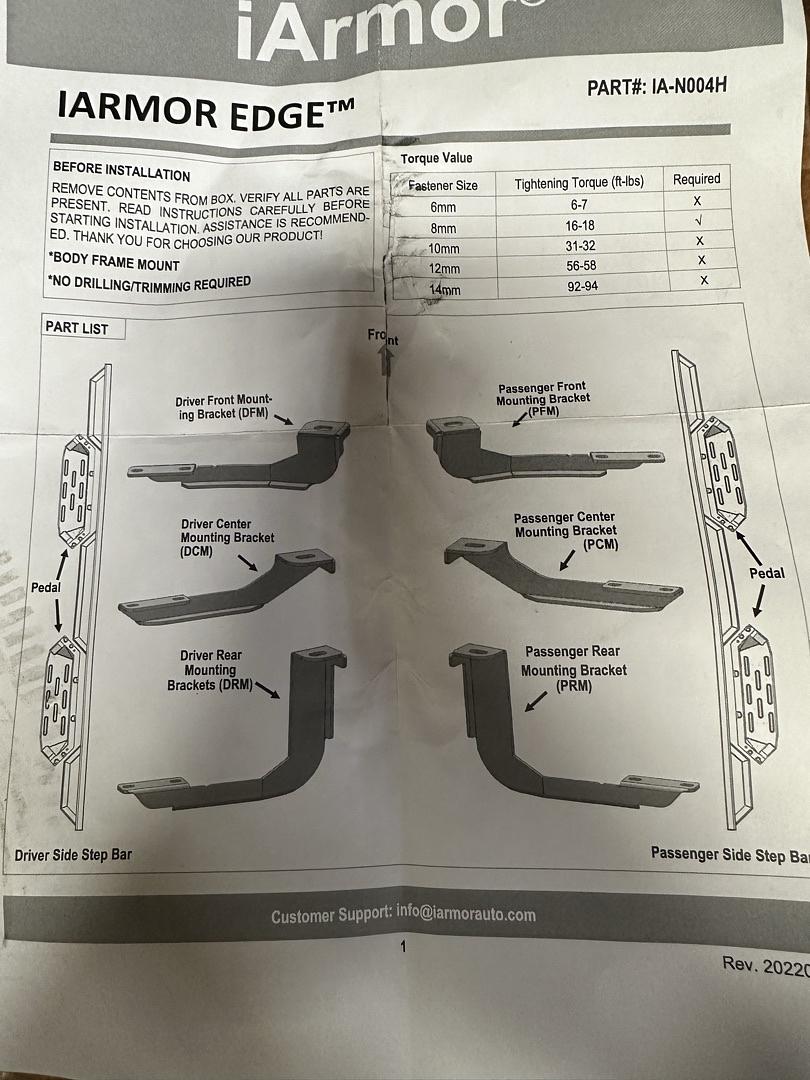 99-06 Chevy Silverado Extended cab Iarmor STEPPERS (Chasis Brackets)