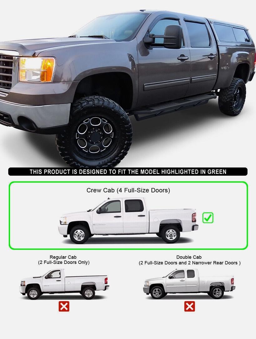 or IA-CS195H 07-18 Chevy Silverado Crew Cab Flat IARmor running boards