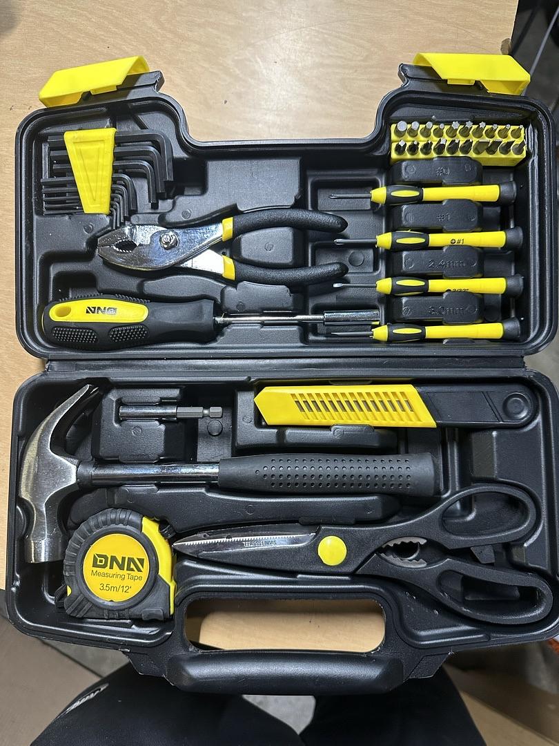 DNA MOTORING 39-Piece Household Tool Set General Repair Small Hand Tool Kit Storage Case for Home Garage Office College Dormitory Use, Yellow,
