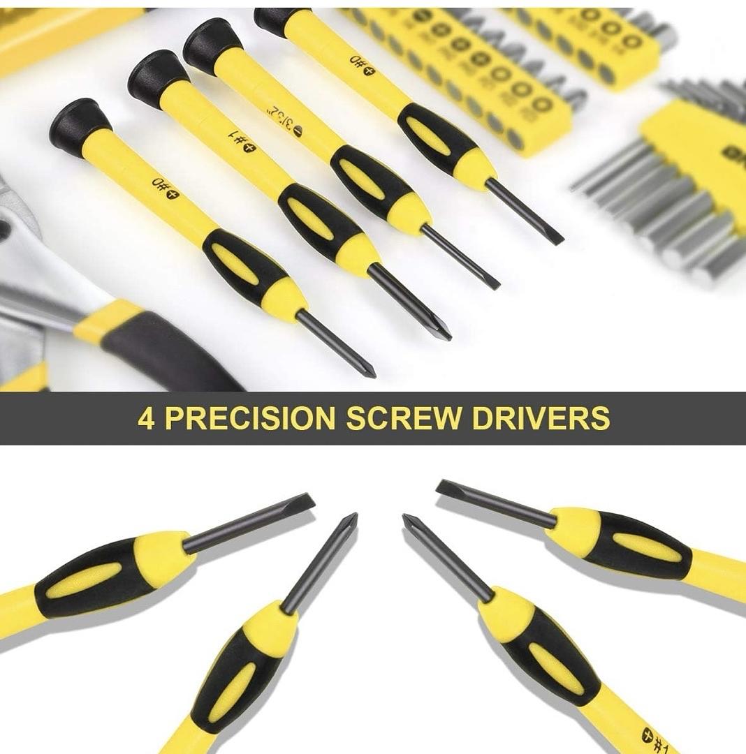 DNA MOTORING 39-Piece Household Tool Set General Repair Small Hand Tool Kit Storage Case for Home Garage Office College Dormitory Use, Yellow,