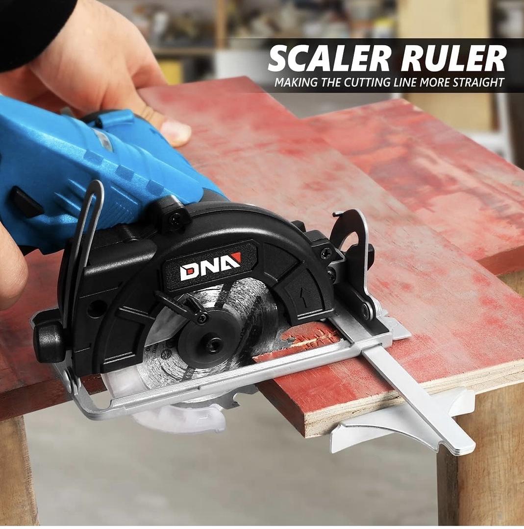 12V Compact Cordless Circular Saw with 85mm 20T Blade and Hex Key, Adjustable Cutting Depth/Angle, Blue (Tool Only)